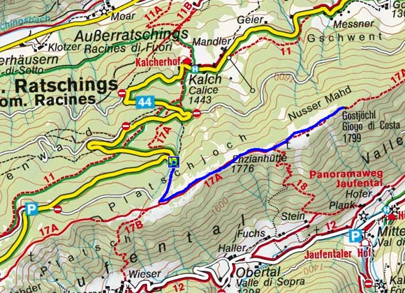 Gostjöchl-Platschjoch (1799 m) von der Jaufenstraße Gostjöchl-Platschjoch (1799 m) von der Jaufenstraße