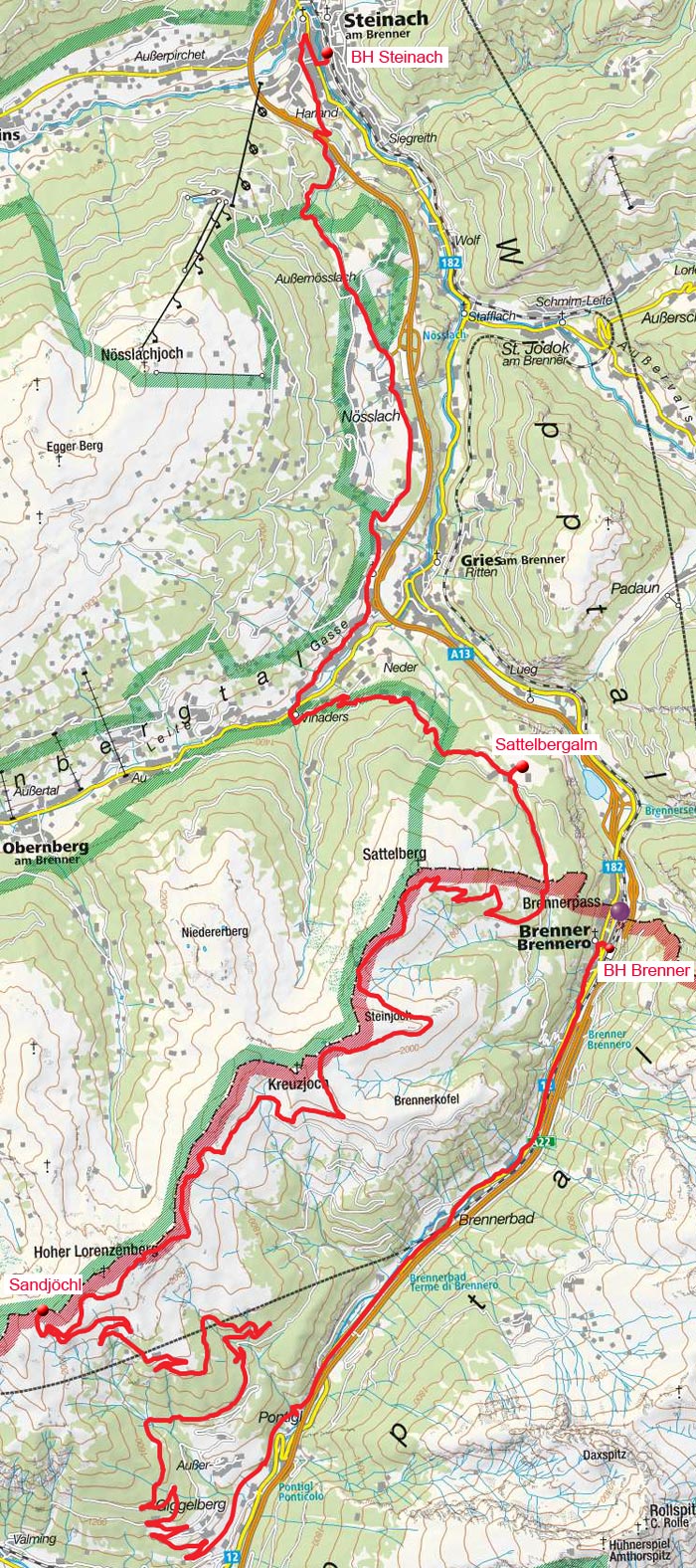 Brenner-Grenzkamm Überquerung vom Brenner nach Steinach Brenner-Grenzkamm Überquerung vom Brenner nach Steinach