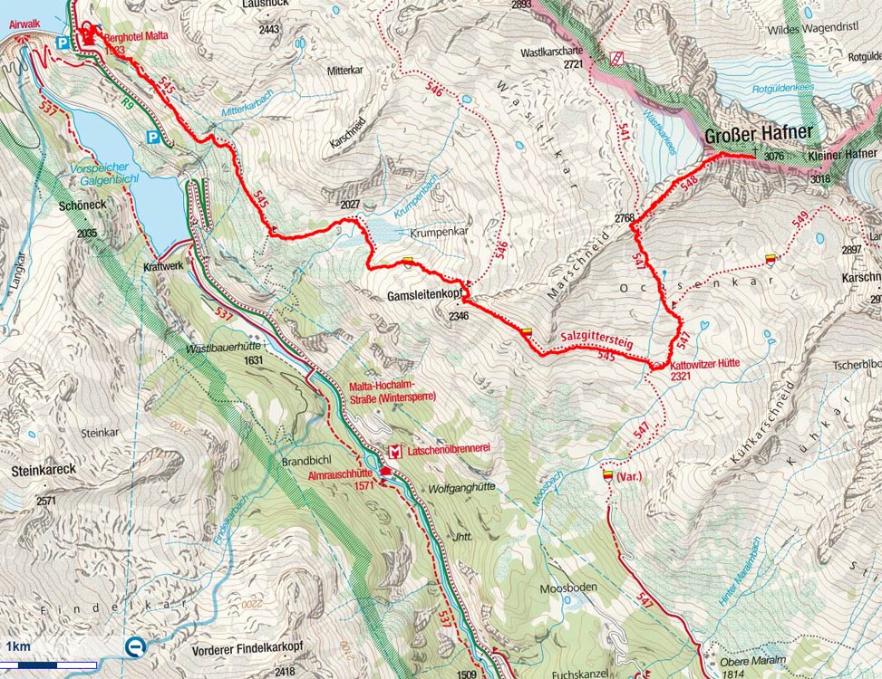 Großer Hafner (3076 m) vom Kölnbreinspeicher Großer Hafner (3076 m) vom Kölnbreinspeicher