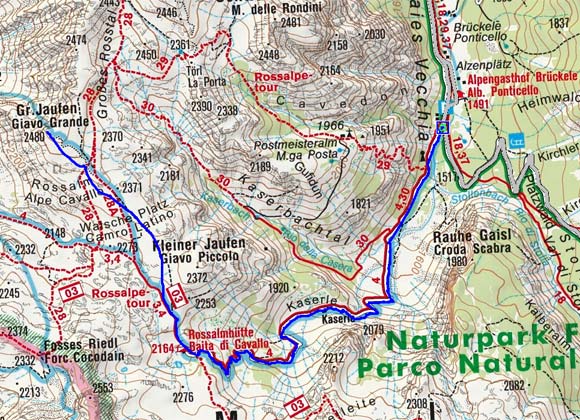 Großer Jaufen (2480 m) vom Brückele Großer Jaufen (2480 m) vom Brückele