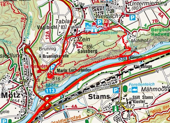 Hängebrückenrundwanderung - Stams - Untermieming Hängebrückenrundwanderung - Stams - Untermieming