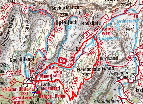 Haidachstellwand (2192 m) von der Erfurter Hütte Haidachstellwand (2192 m) von der Erfurter Hütte
