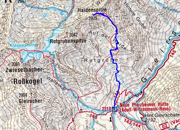 Haidenspitze (2975 m) von der Pforzheimer Hütte Haidenspitze (2975 m) von der Pforzheimer Hütte