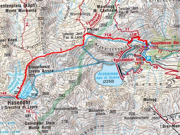 Hasenöhrl (3257 m) von der Kuppelwieser Alm Hasenöhrl (3257 m) von der Kuppelwieser Alm