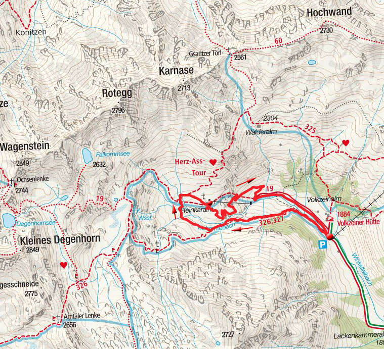Heinkaralm Rundwanderung von der Volkzeiner Hütte Heinkaralm Rundwanderung von der Volkzeiner Hütte