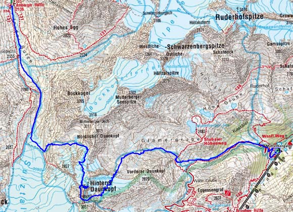 1 Tag: Mutterbergalm-Hinterer Daunkopf-Amberger Hütte 1 Tag: Mutterbergalm-Hinterer Daunkopf-Amberger Hütte