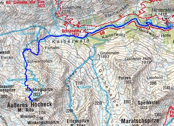 Äußeres Hocheck (2867 m) vom Weiler Stein Äußeres Hocheck (2867 m) vom Weiler Stein