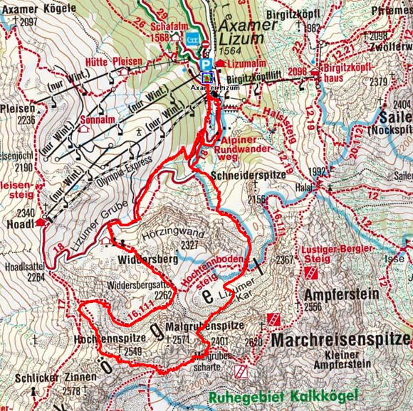 Hochtennspitze (2549 m) aus der Axamer Lizum Hochtennspitze (2549 m) aus der Axamer Lizum