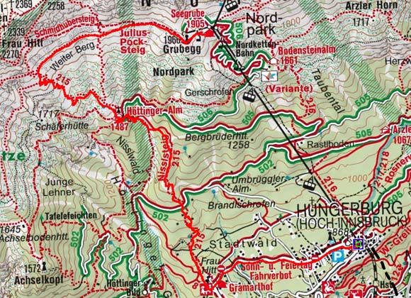 Hungerburg - Höttinger Alm - Seegrube Hungerburg - Höttinger Alm - Seegrube