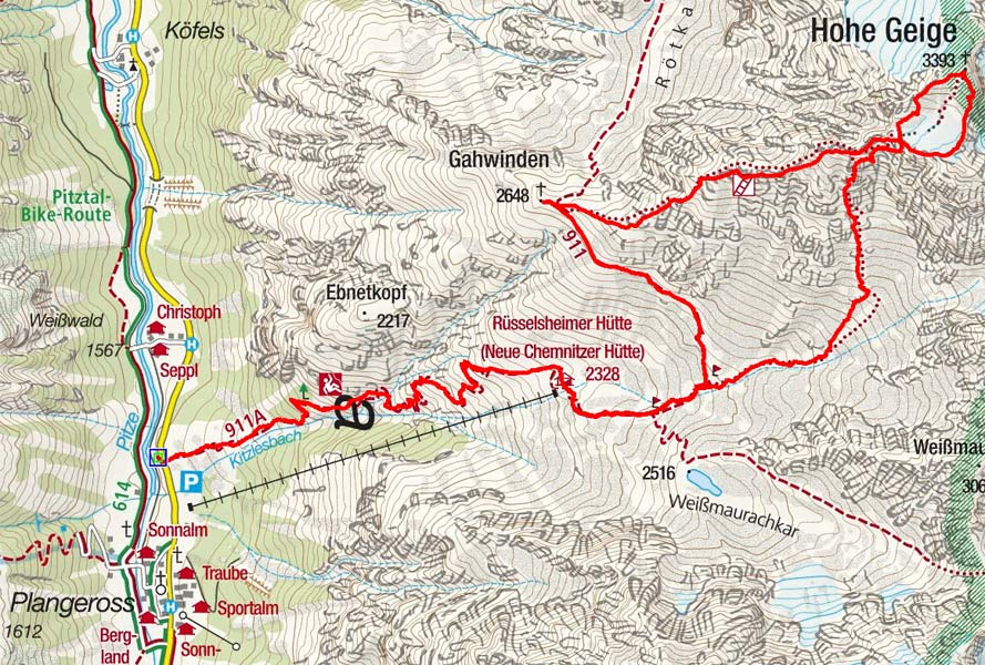 Hohe Geige (3393 m) aus dem Pitztal Hohe Geige (3393 m) aus dem Pitztal