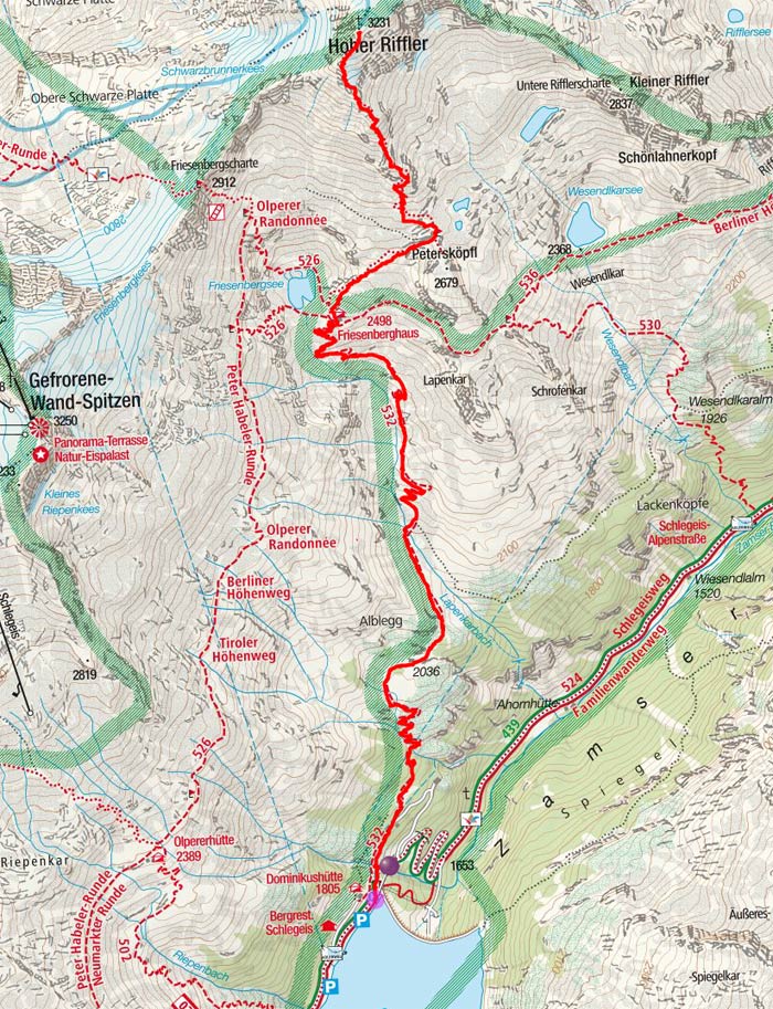 Hoher Riffler (3231 m) vom Schlegeisspeicher Hoher Riffler (3231 m) vom Schlegeisspeicher