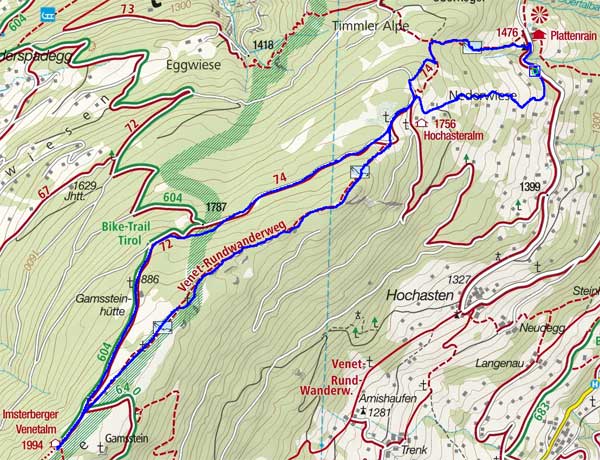 Imsterberger Venetalm (1994 m) von Plattenrain Imsterberger Venetalm (1994 m) von Plattenrain