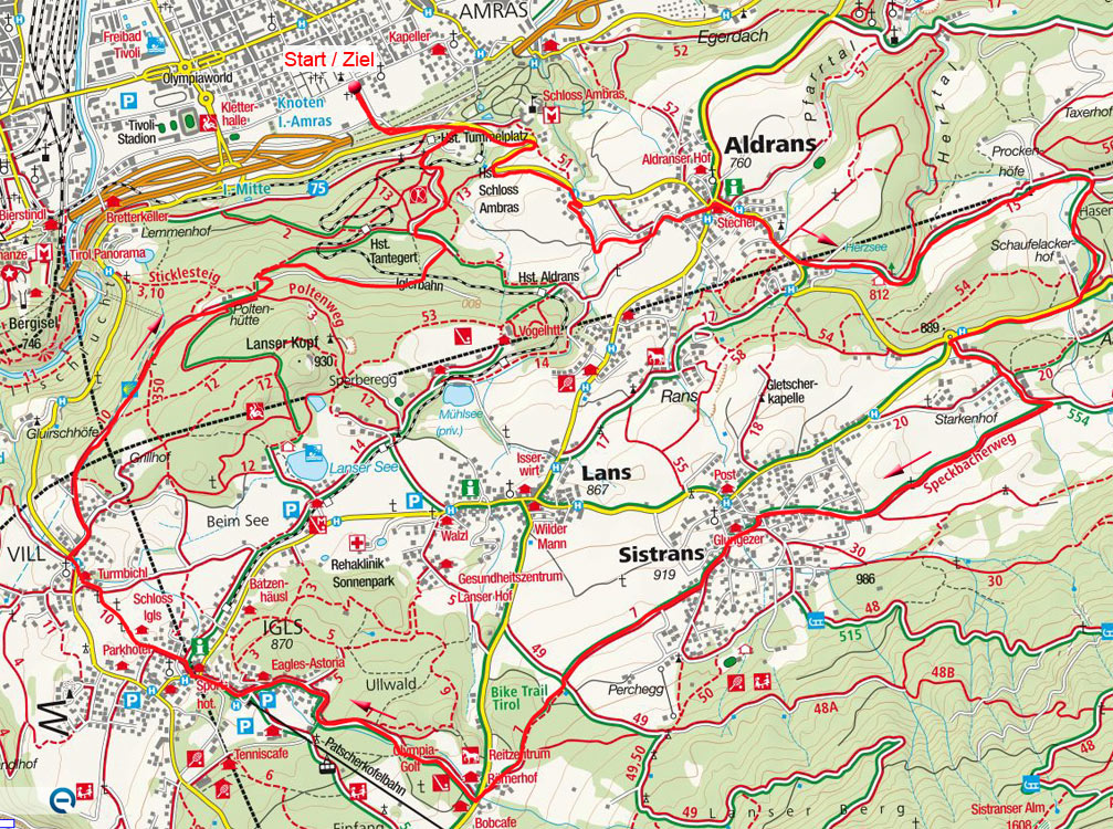 Dörfer-Rundfahrt im südlichen Mittelgebirge von Innsbruck/Amras Dörfer-Rundfahrt im südlichen Mittelgebirge von Innsbruck/Amras