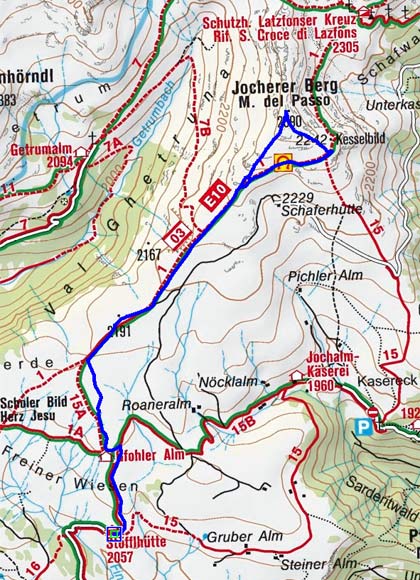 Jocherer Berg (2390 m) von der Stöffl Hütte Jocherer Berg (2390 m) von der Stöffl Hütte