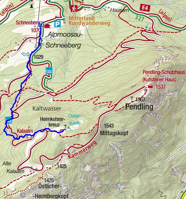Kala Alm – Heimkehrer Kreuz vom Gasthof Schneeberg Kala Alm – Heimkehrer Kreuz vom Gasthof Schneeberg