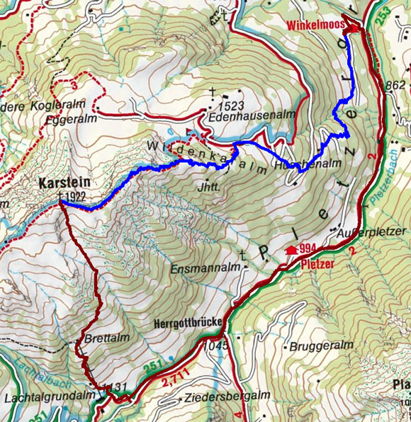 Karstein (1922 m) vom Gasthof Winkelmoos Karstein (1922 m) vom Gasthof Winkelmoos