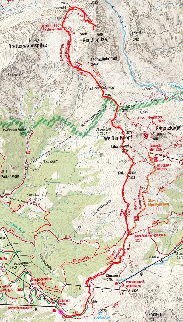 Vordere Kendlspitze (3085 m) von der Goldriedbahn Vordere Kendlspitze (3085 m) von der Goldriedbahn