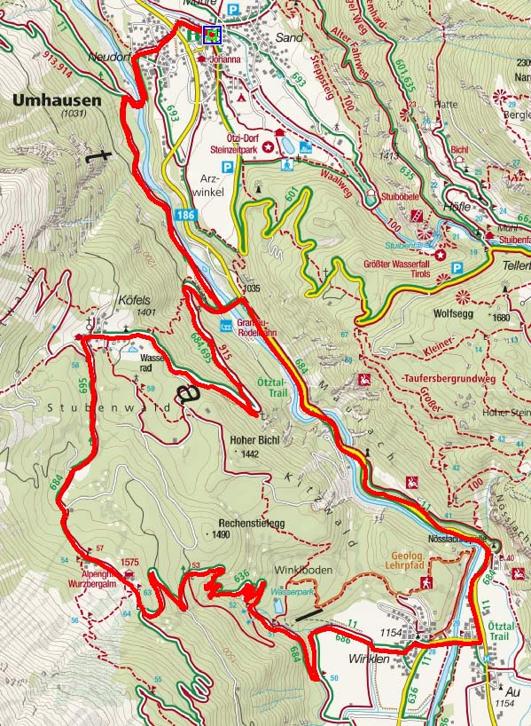 Köfels – Wurzbergalm Runde von Umhausen Köfels – Wurzbergalm Runde von Umhausen