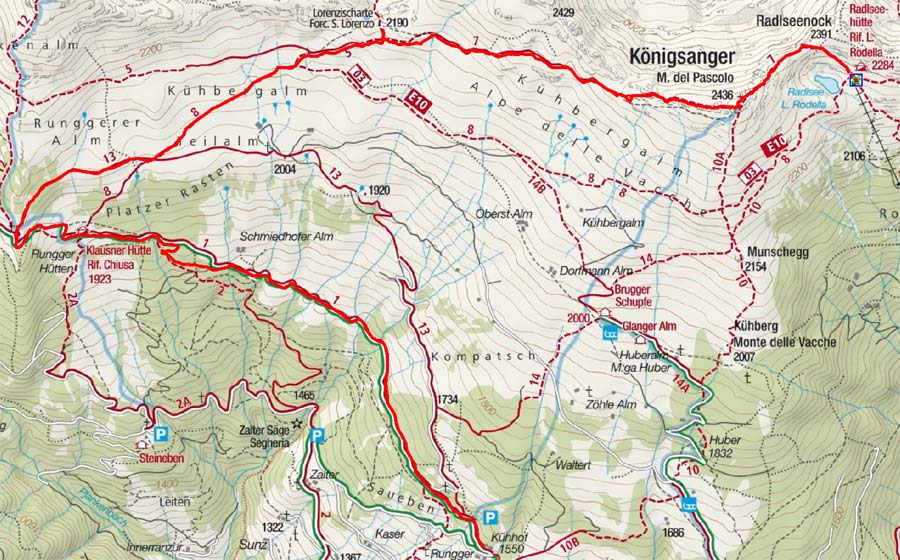Radlseehütte – Königsanger – Klausner Hütte - Kühhof Radlseehütte – Königsanger – Klausner Hütte - Kühhof