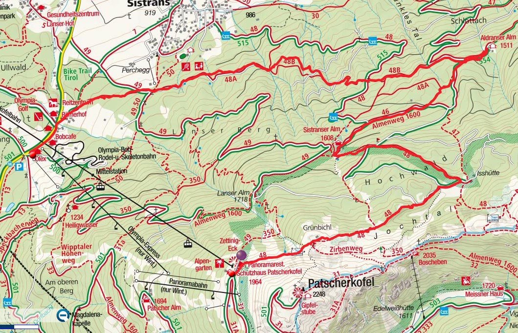 Patscherkofel Bergstation - Aldranser Alm - Talstation Patscherkofel Bergstation - Aldranser Alm - Talstation