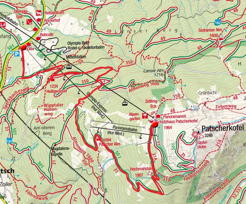 Bergstation Patscherkofelbahn - Patscher Alm - Talstation Bergstation Patscherkofelbahn - Patscher Alm - Talstation