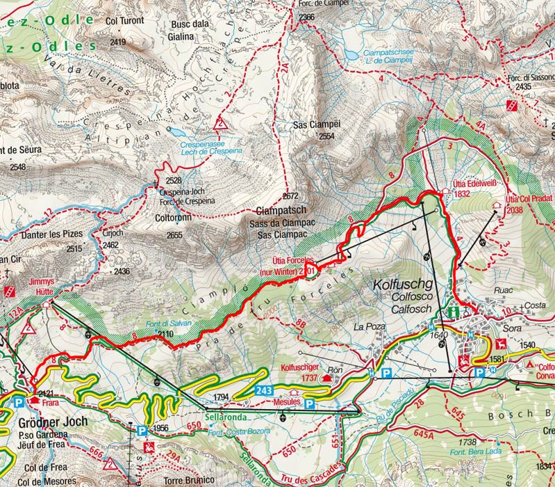 Kolfuschger Höhenweg vom Grödner Joch Kolfuschger Höhenweg vom Grödner Joch