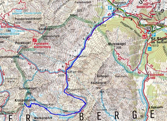 Kraspesspitze (2954 m) vom Weiler Haggen Kraspesspitze (2954 m) vom Weiler Haggen