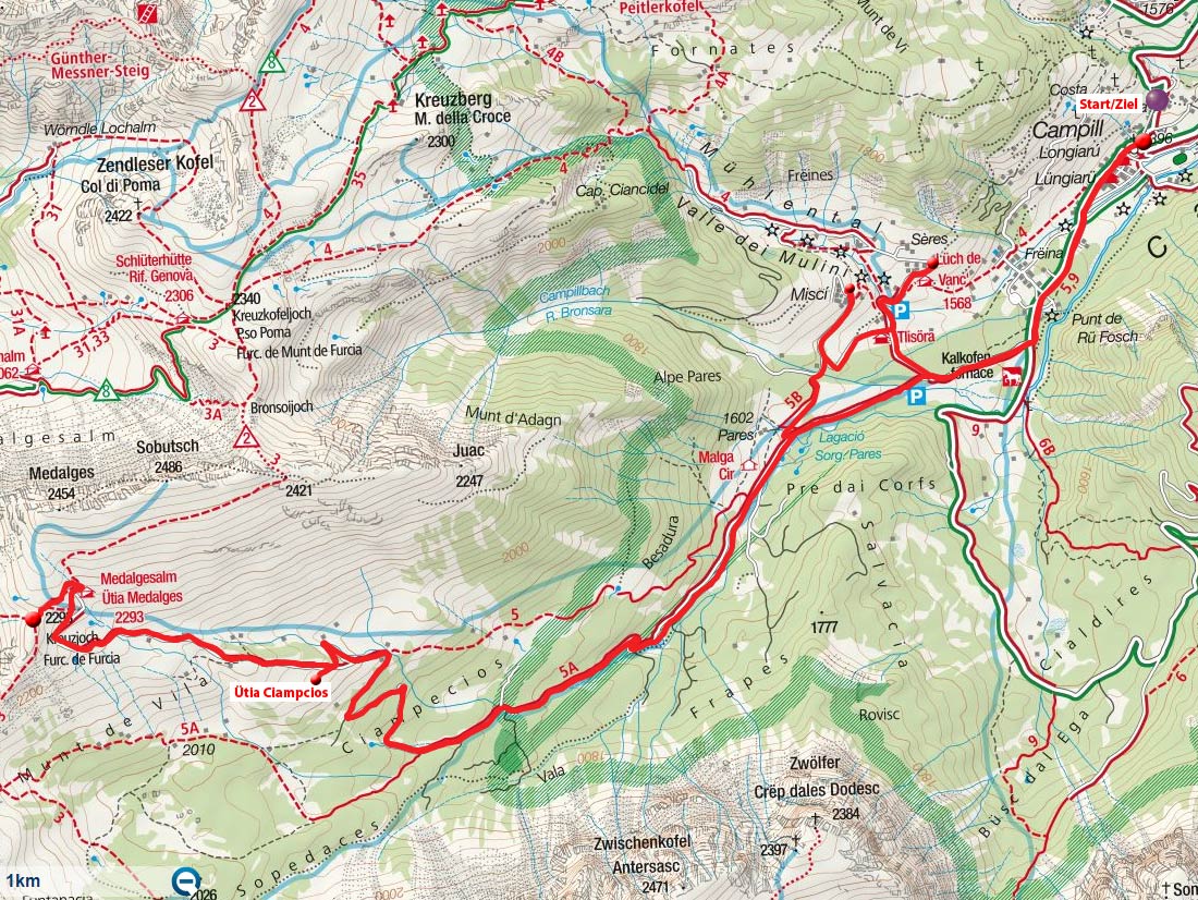 Kreuzjoch & Medalgesalm vom Bergsteigerdorf Campill Kreuzjoch & Medalgesalm vom Bergsteigerdorf Campill