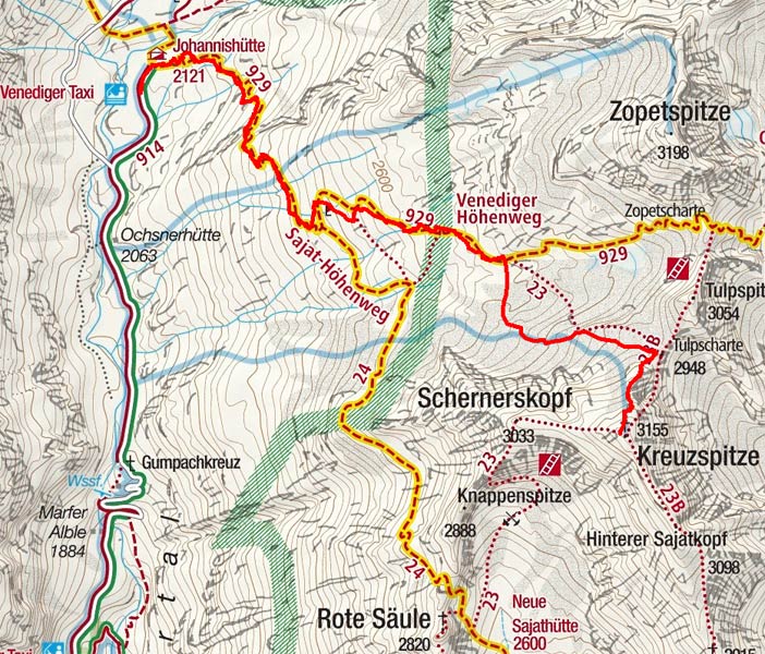 Kreuzspitze (3155 m) von der Johannishütte Kreuzspitze (3155 m) von der Johannishütte
