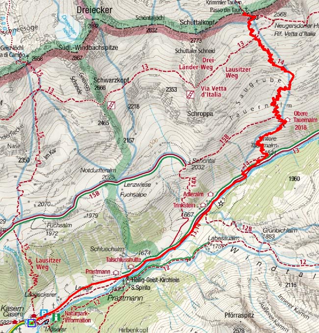 Krimmler Tauern Pass (2634 m) von Kasern Krimmler Tauern Pass (2634 m) von Kasern