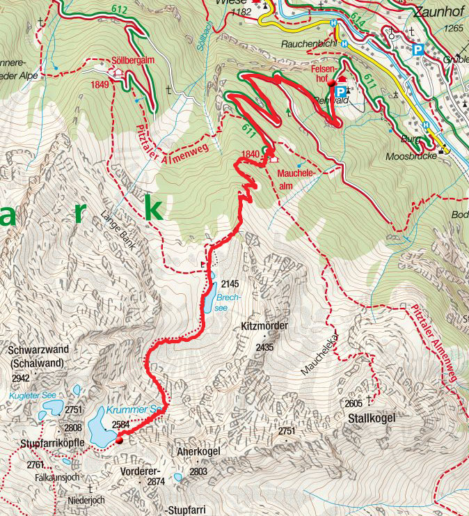 Krummer See (2584m) vom Weiler Rehwald Krummer See (2584m) vom Weiler Rehwald