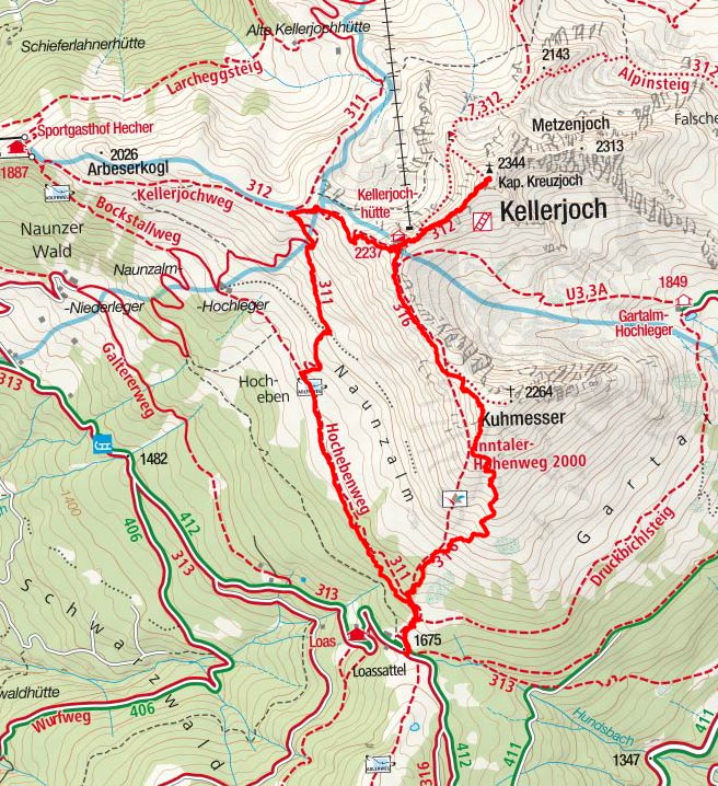 Kellerjoch (2344 m) über den Kuhmesser Kellerjoch (2344 m) über den Kuhmesser