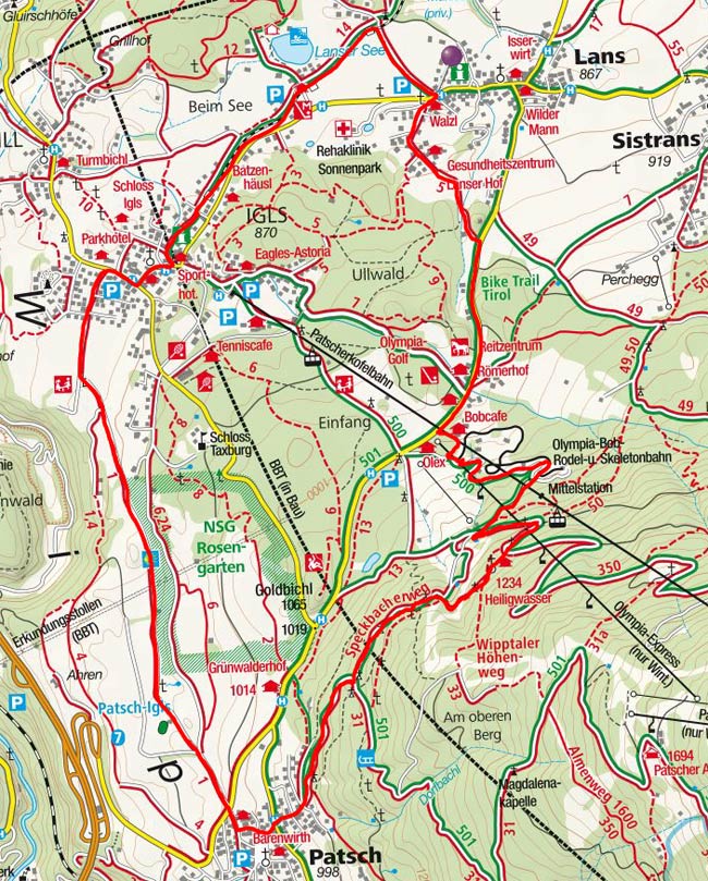 Lans – Igls – Alpengasthof Heiligwasser Lans – Igls – Alpengasthof Heiligwasser