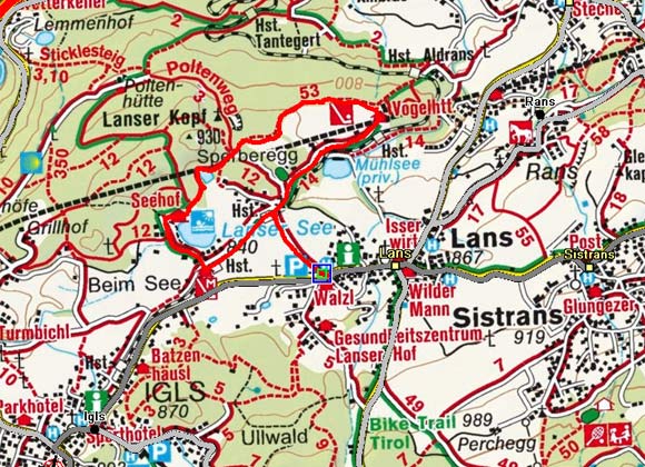 Lans - Lansersee - Vogelhütte Lans - Lansersee - Vogelhütte