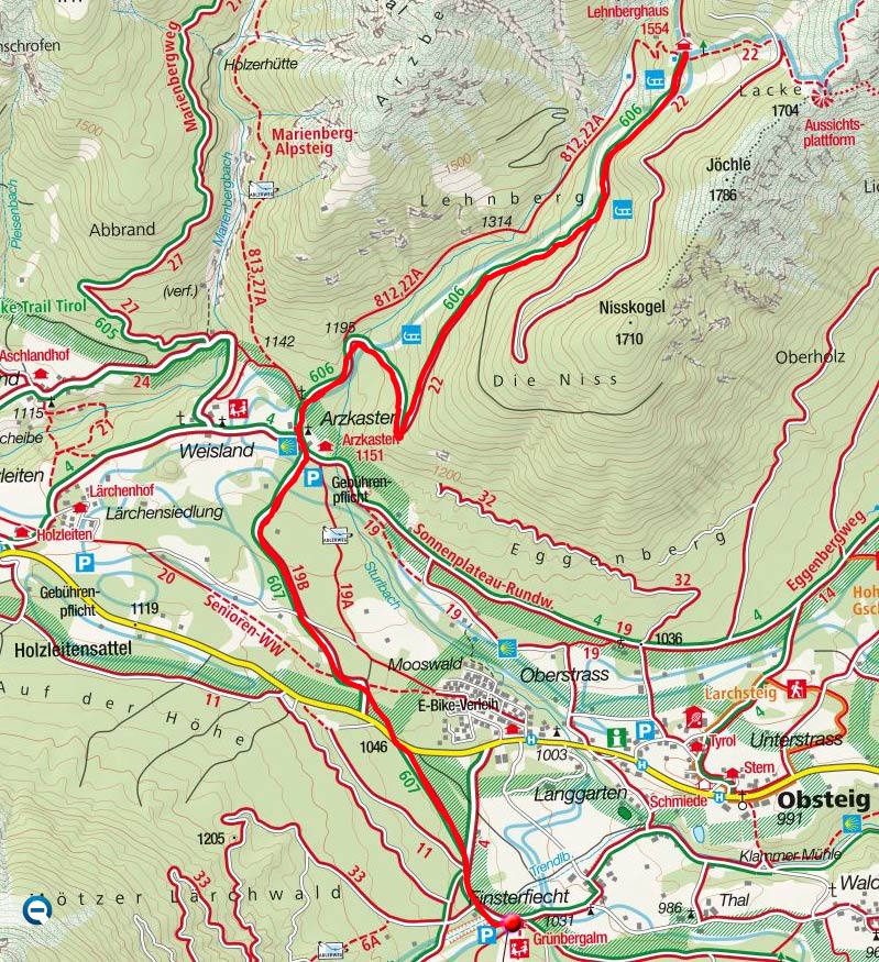 Grünbergalm - Gasthaus Arzkasten - Lehnberghaus Grünbergalm - Gasthaus Arzkasten - Lehnberghaus