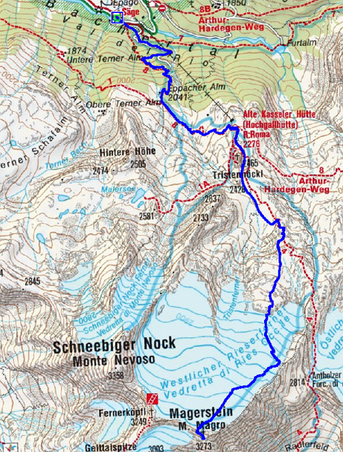 Magerstein (3273 m) von der Jausenstation Säge Magerstein (3273 m) von der Jausenstation Säge