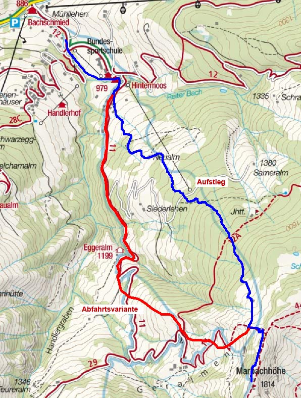 Marbachhöhe (1814 m) von Hintermoos Marbachhöhe (1814 m) von Hintermoos