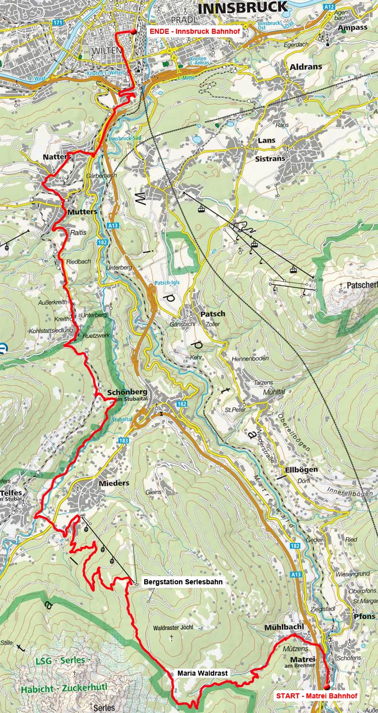 Von Matrei über Maria Waldrast nach Innsbruck Von Matrei über Maria Waldrast nach Innsbruck