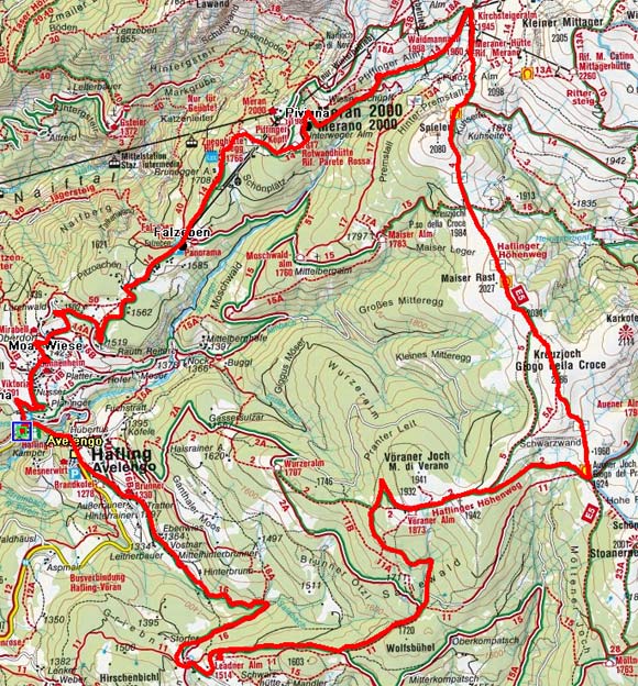 Rundtour Hafling - Auener Joch - Meran 2000 Rundtour Hafling - Auener Joch - Meran 2000