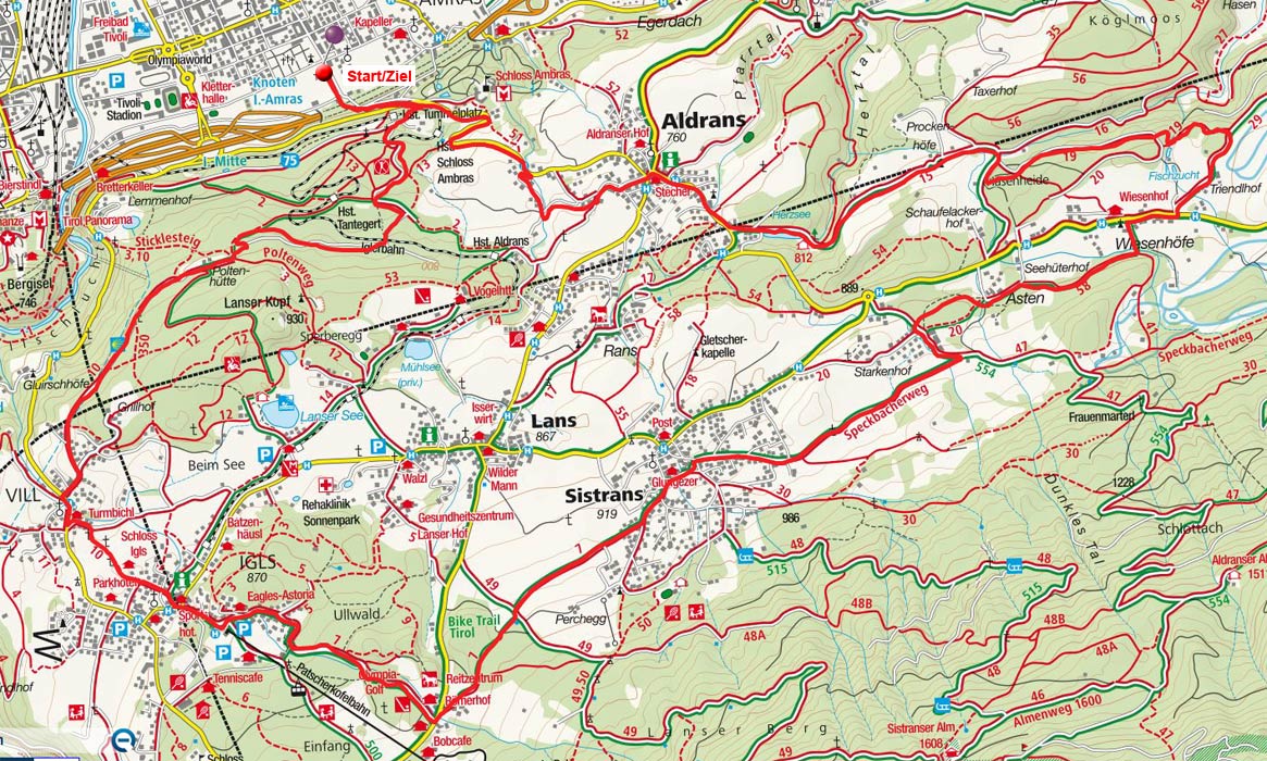 Südliche Mittelgebirgsrunde von Innsbruck-Amras Südliche Mittelgebirgsrunde von Innsbruck-Amras