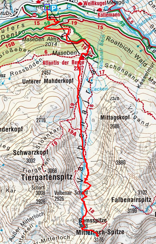 Mitterlochspitze (3176 m) von Melag Mitterlochspitze (3176 m) von Melag