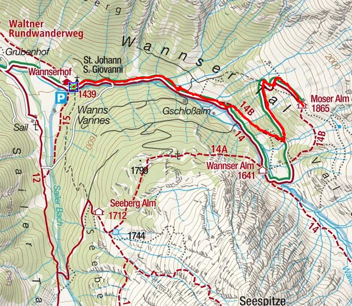 Moser Alm (1865 m) vom Wannserhof in Walten Moser Alm (1865 m) vom Wannserhof in Walten