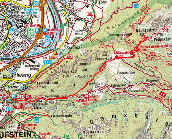 Naunspitze (1633 m) von Kufstein Naunspitze (1633 m) von Kufstein
