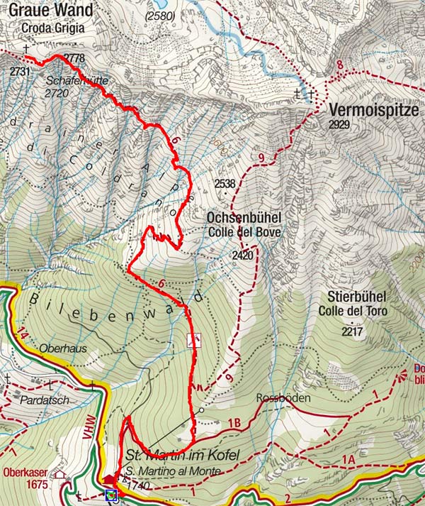 Niederjöchlkreuz (2731 m) von St. Martin in Kofel Niederjöchlkreuz (2731 m) von St. Martin in Kofel