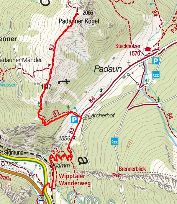 Padauner Kogel (2066 m) vom Brennersee Padauner Kogel (2066 m) vom Brennersee