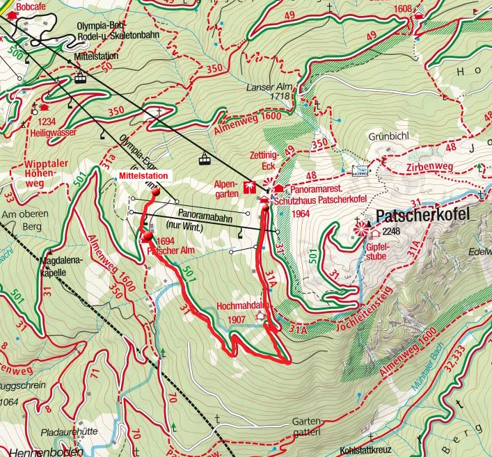 Patscheralm von der Patscherkofel Bergstation Patscheralm von der Patscherkofel Bergstation