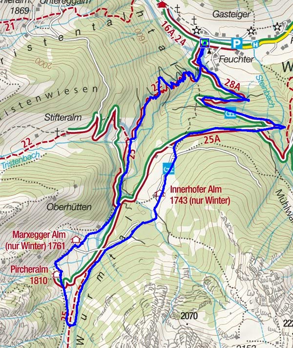 Wurmtal - Pircher Alm - Weissenbach Wurmtal - Pircher Alm - Weissenbach
