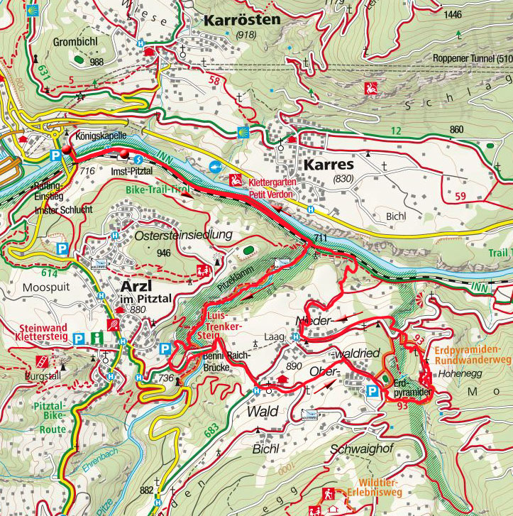 Pitzenklamm-Rundwanderung vom Bahnhof Imst-Pitztal Pitzenklamm-Rundwanderung vom Bahnhof Imst-Pitztal