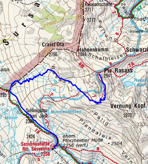 Rasass Spitze (2941 m) von der Sesvennahütte Rasass Spitze (2941 m) von der Sesvennahütte