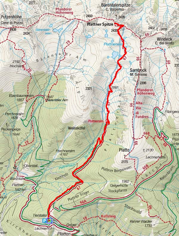 Plattner Spitze (2435 m) vom Weiler Platten Plattner Spitze (2435 m) vom Weiler Platten